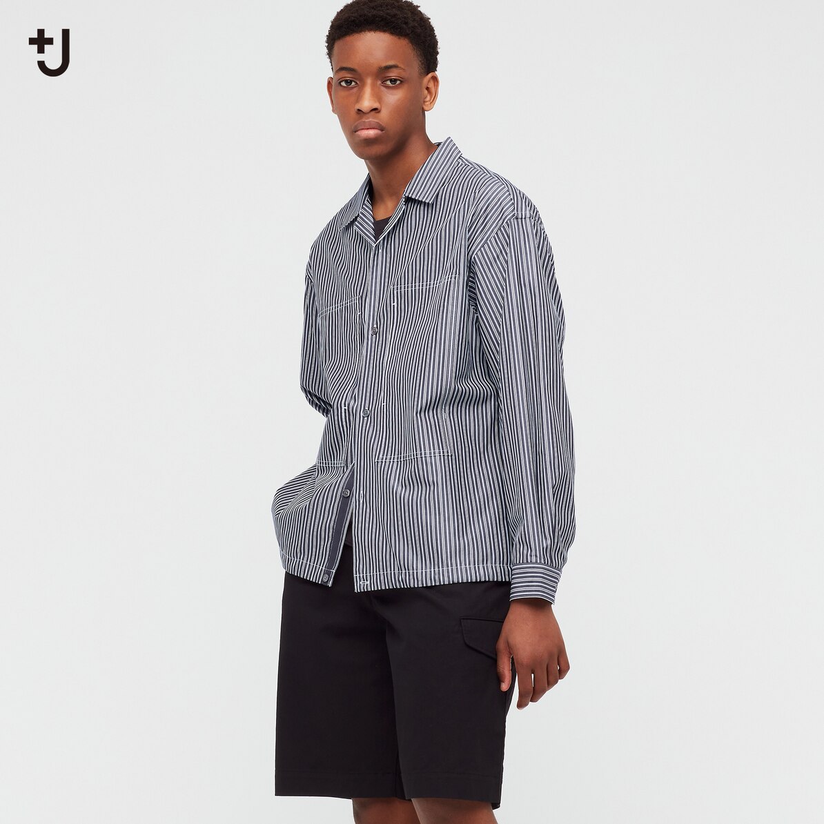 スーピマコットンオーバーサイズシャツブルゾン 長袖 ストライプ Men ユニクロ