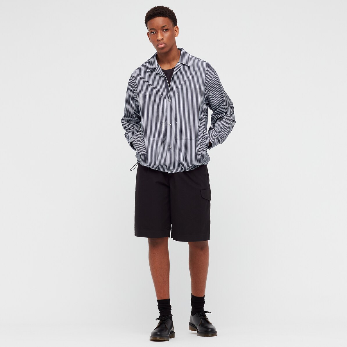 スーピマコットンオーバーサイズシャツブルゾン 長袖 ストライプ Men ユニクロ