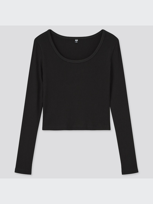 コットンリブクルーネッククロップドT（長袖）