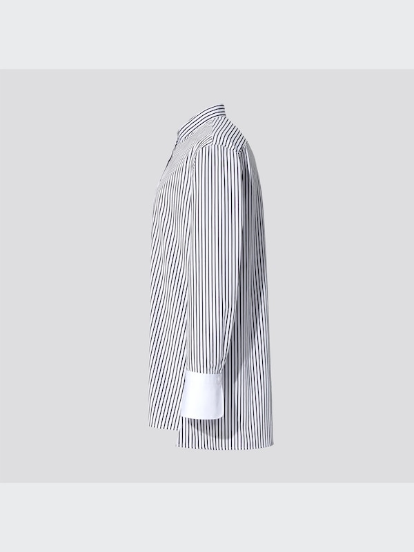 スーピマコットンスタンドカラーストライプシャツ（長袖）