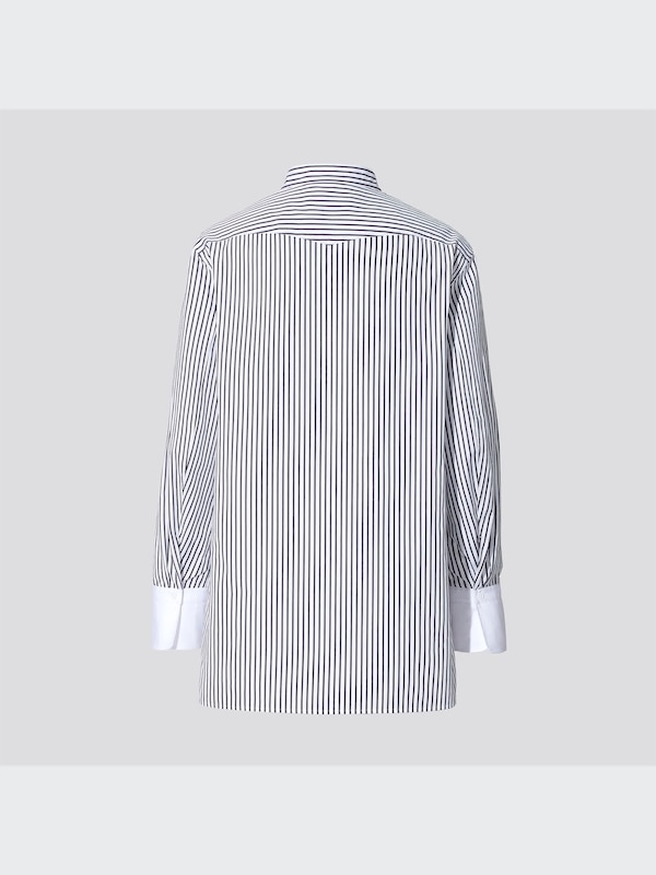 スーピマコットンスタンドカラーストライプシャツ（長袖）