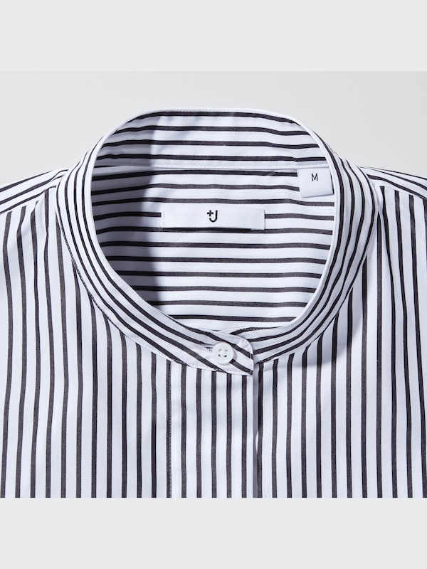 スーピマコットンスタンドカラーストライプシャツ（長袖）