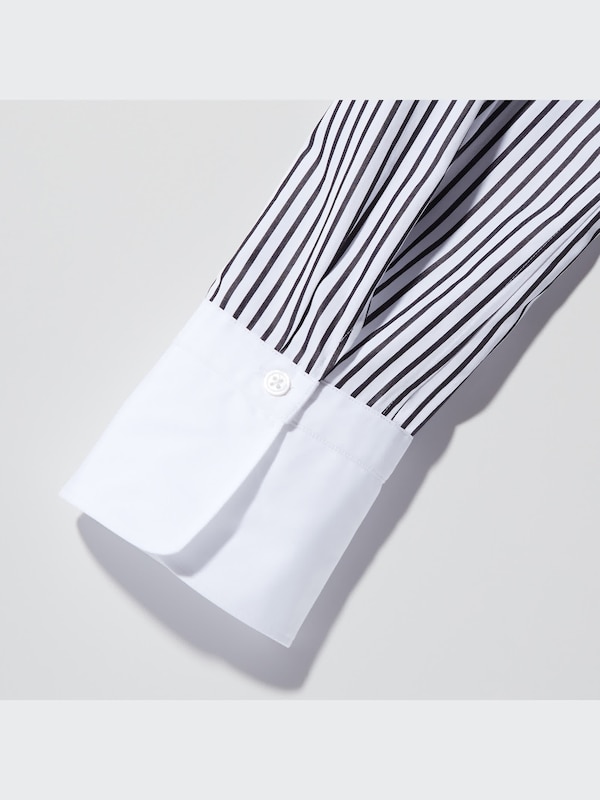 スーピマコットンスタンドカラーストライプシャツ（長袖）