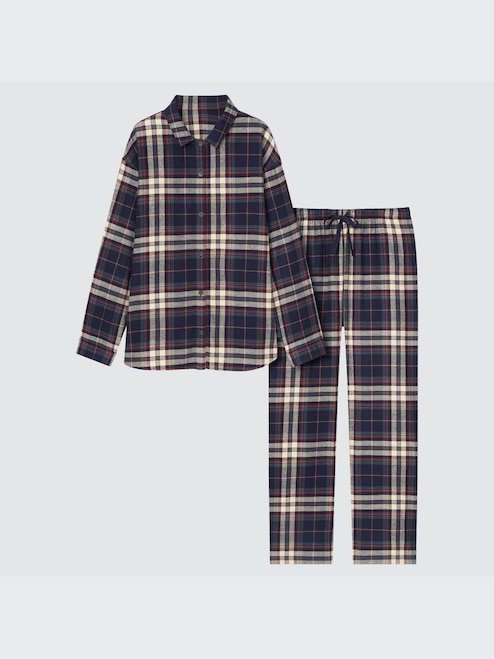 GLOBAL Women’s Flannel Pajamas Set - 100% Cotton, Long Sleeve, Button-Down, Drawstring Waist