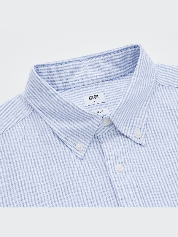 Kemeja Oxford Slim Fit Garis Lengan Panjang