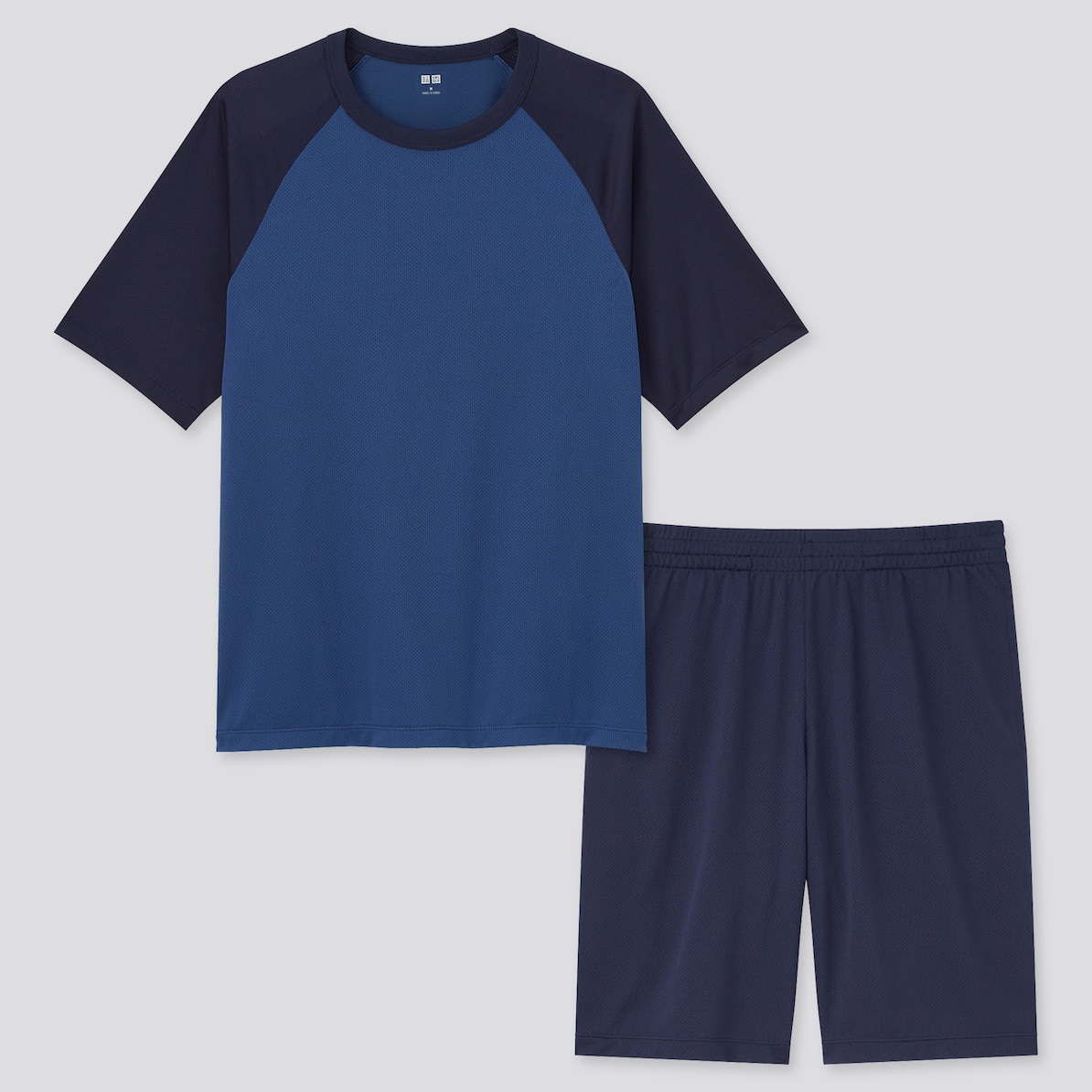 AIRism mesh crew neck set (color block, short sleeves)