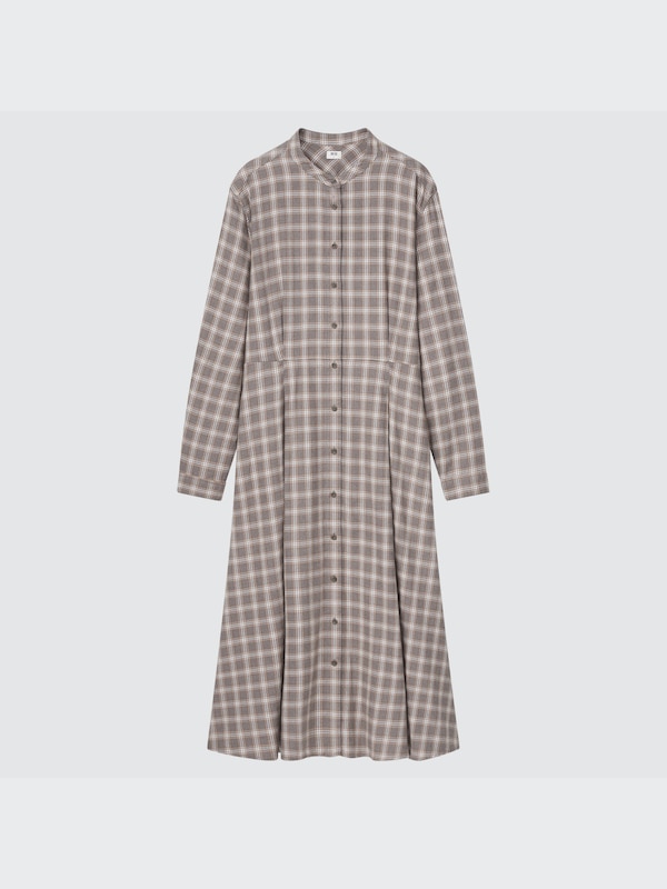 ソフトフランネルフレアワンピース（長袖）