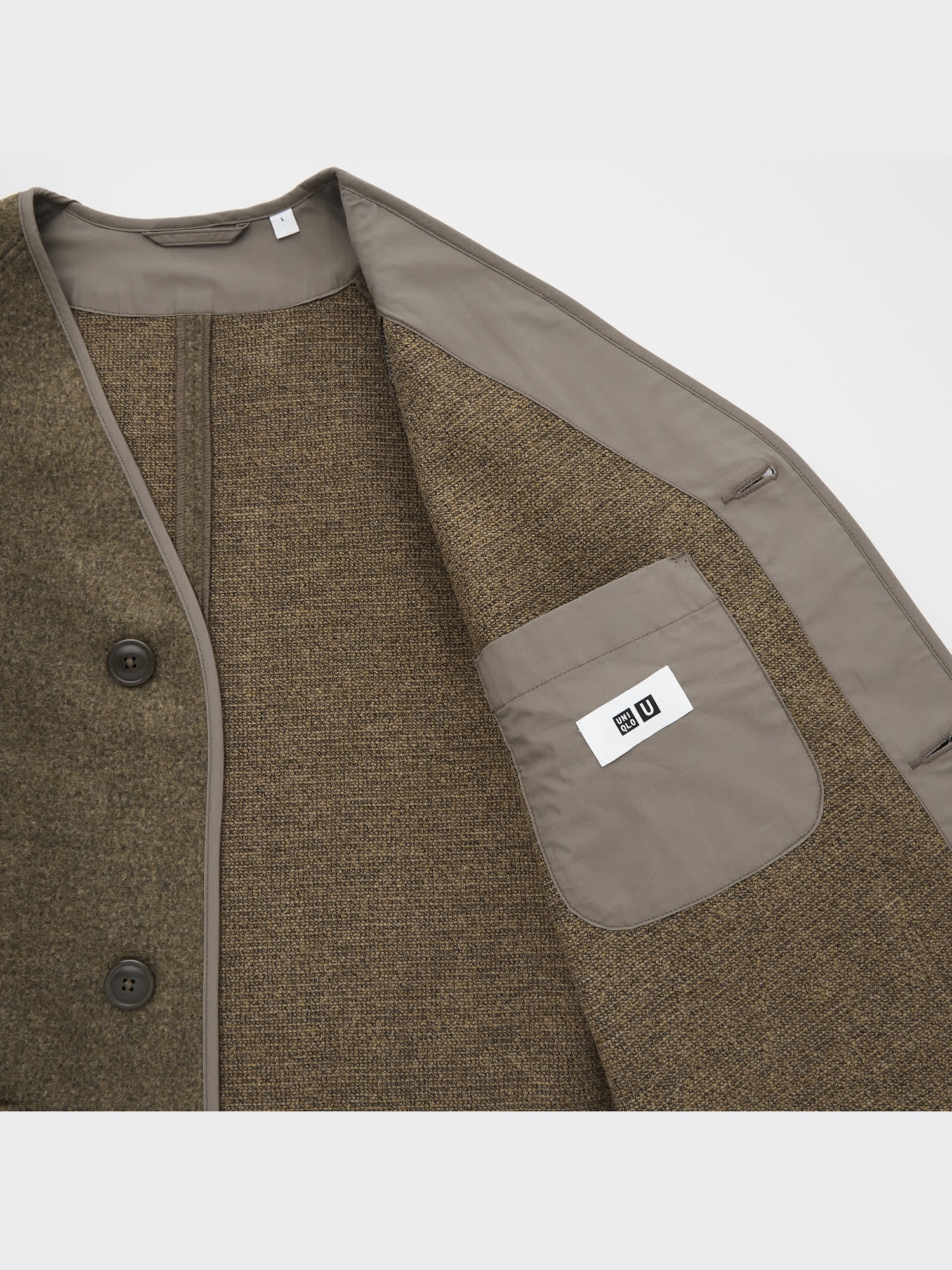 UNIQLO ユニクロ ネックショートカーディガン ベージュ M - メルカリ