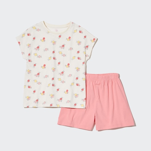 GIRLS AIRISM COTTON BLEND SHORT SLEEVE SET