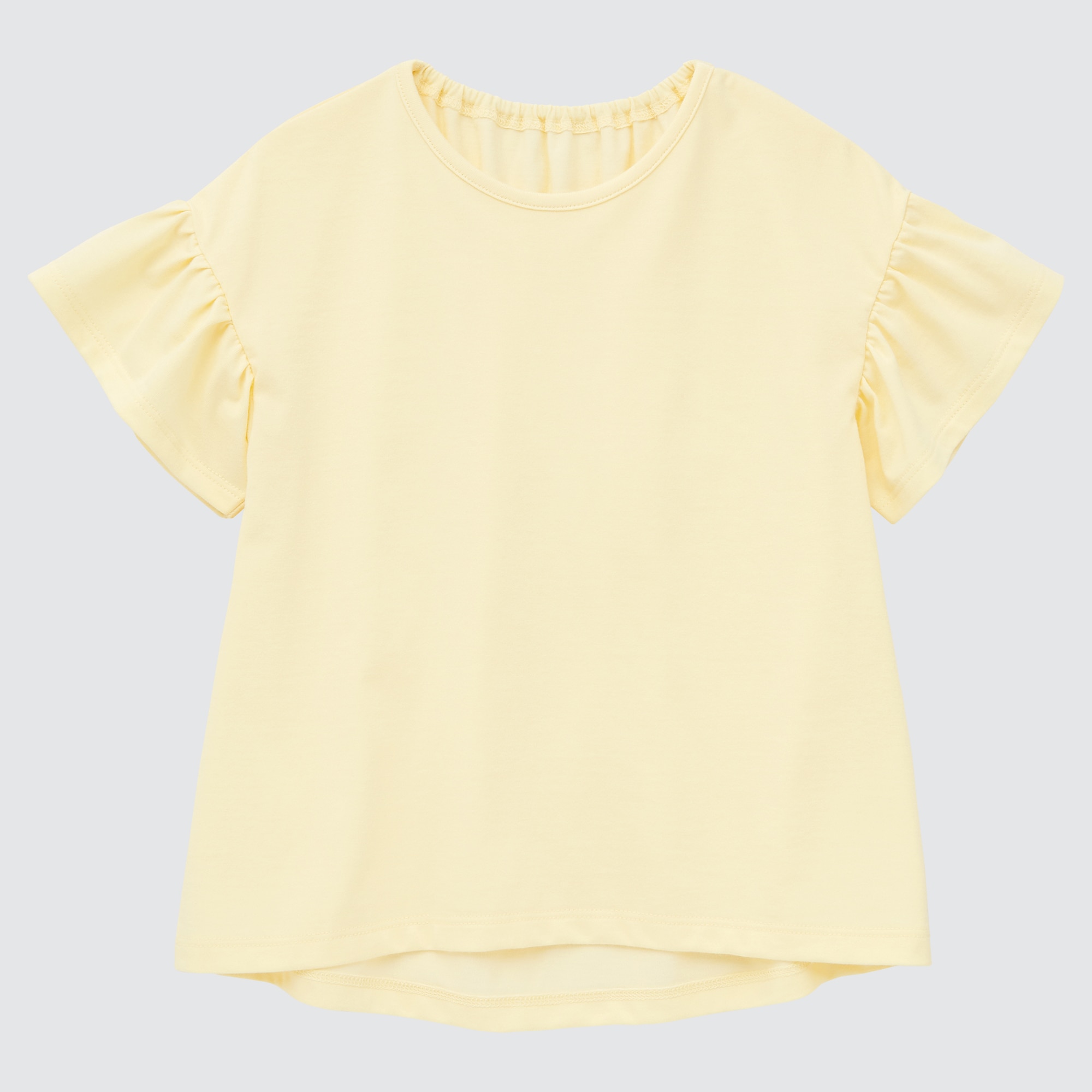 「エアリズムコットンTシャツ（フリル･半袖）、レギンス（レギュラーフィット・フラワー・7分丈）」を使った着こなし| ユニクロ
