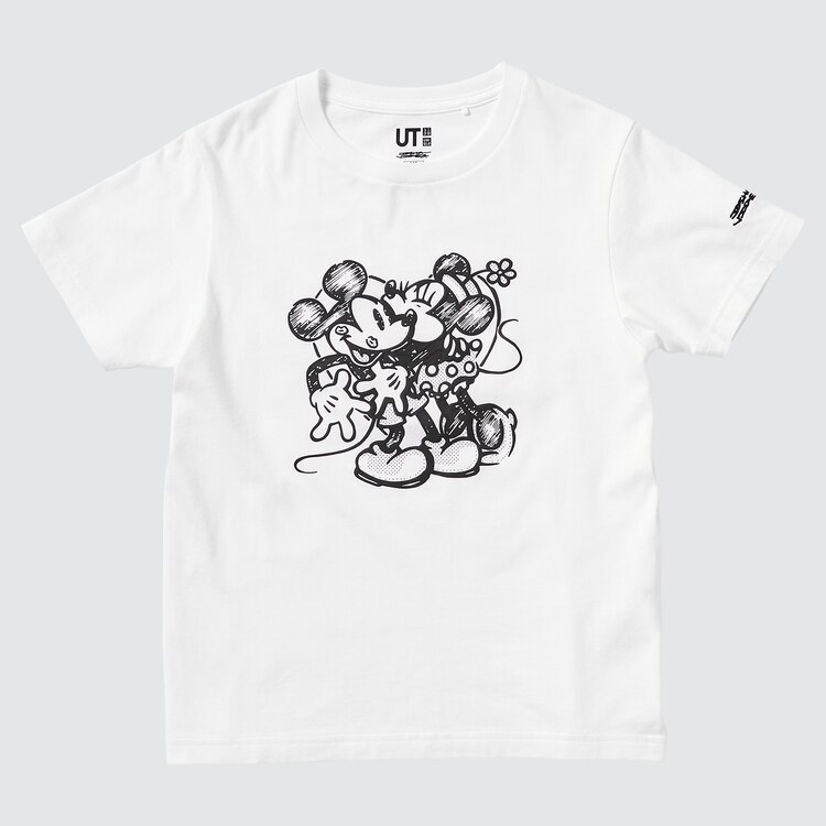ユニクロ公式 KIDS モノクローム ミッキーマウス アート バイ ジョシュア・ヴィーダス UT グラフィックTシャツ（半袖）