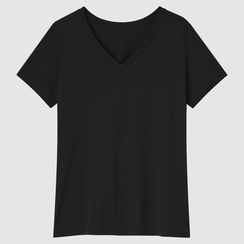 plain black v neck t shirt women's