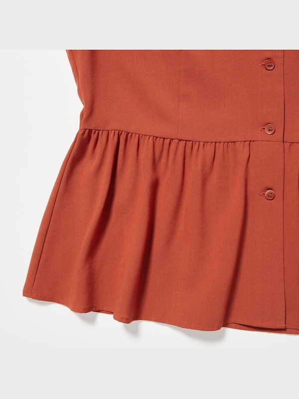 Vネックボリュームスリーブブラウス（半袖）