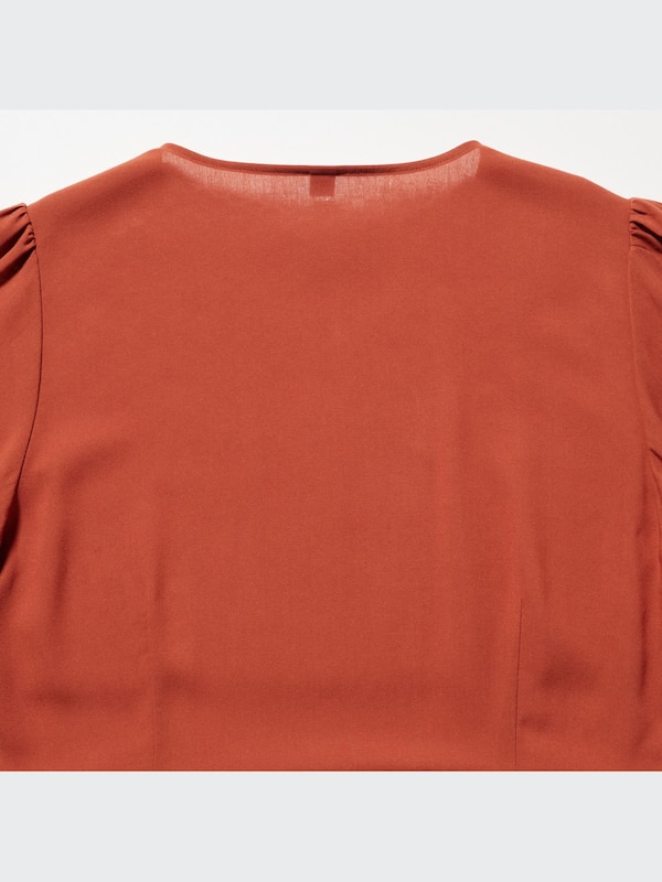 Vネックボリュームスリーブブラウス（半袖）