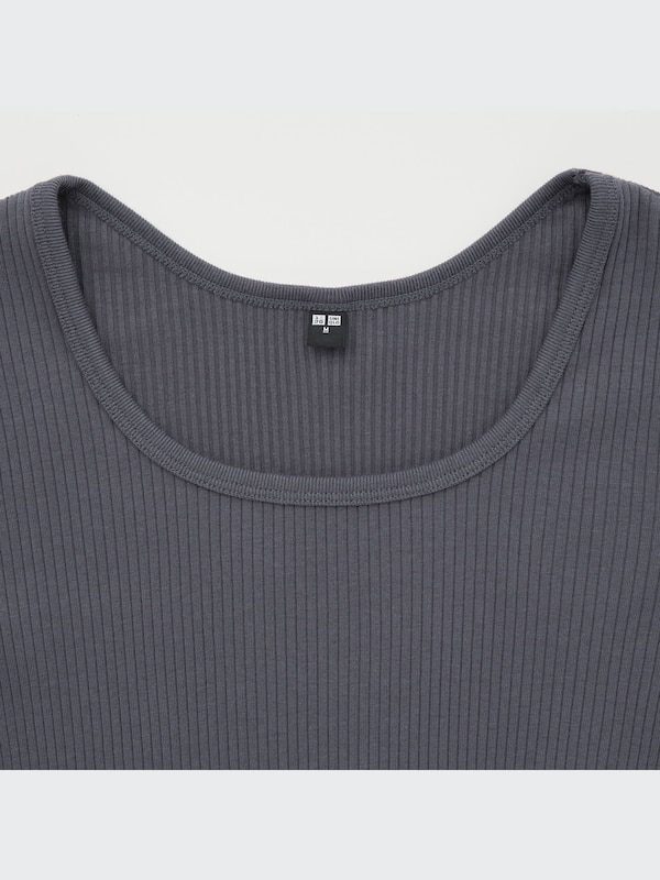 Ribbed Square Neck Long Sleeve T-Shirt