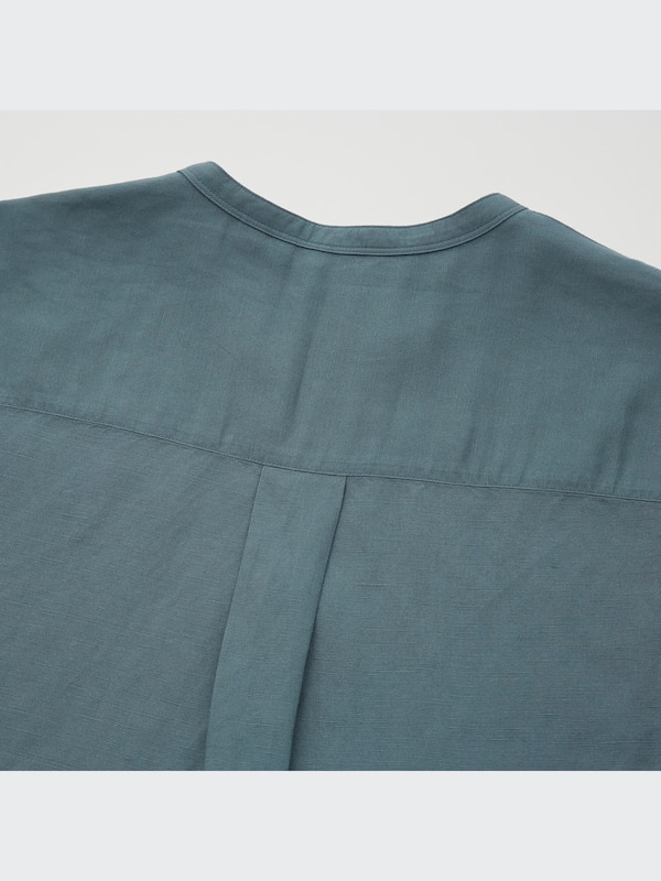 Kemeja Linen Blend Kerah Skipper 3/4