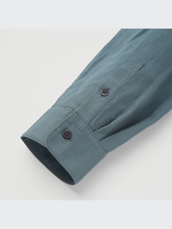 Kemeja Linen Blend Kerah Skipper 3/4