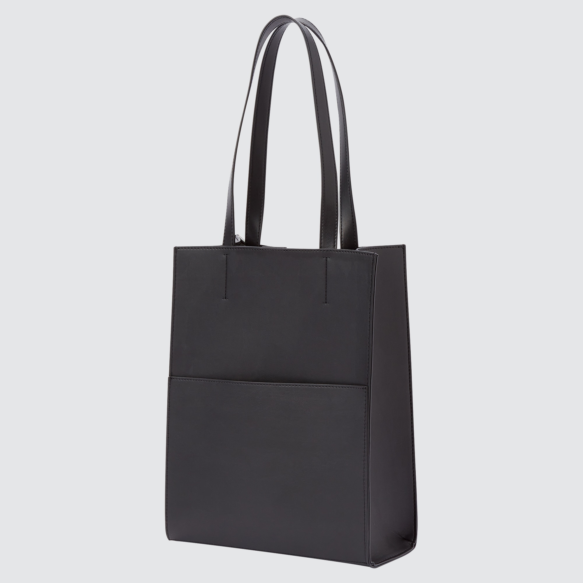 Light grey faux outlet leather boxy tote bag