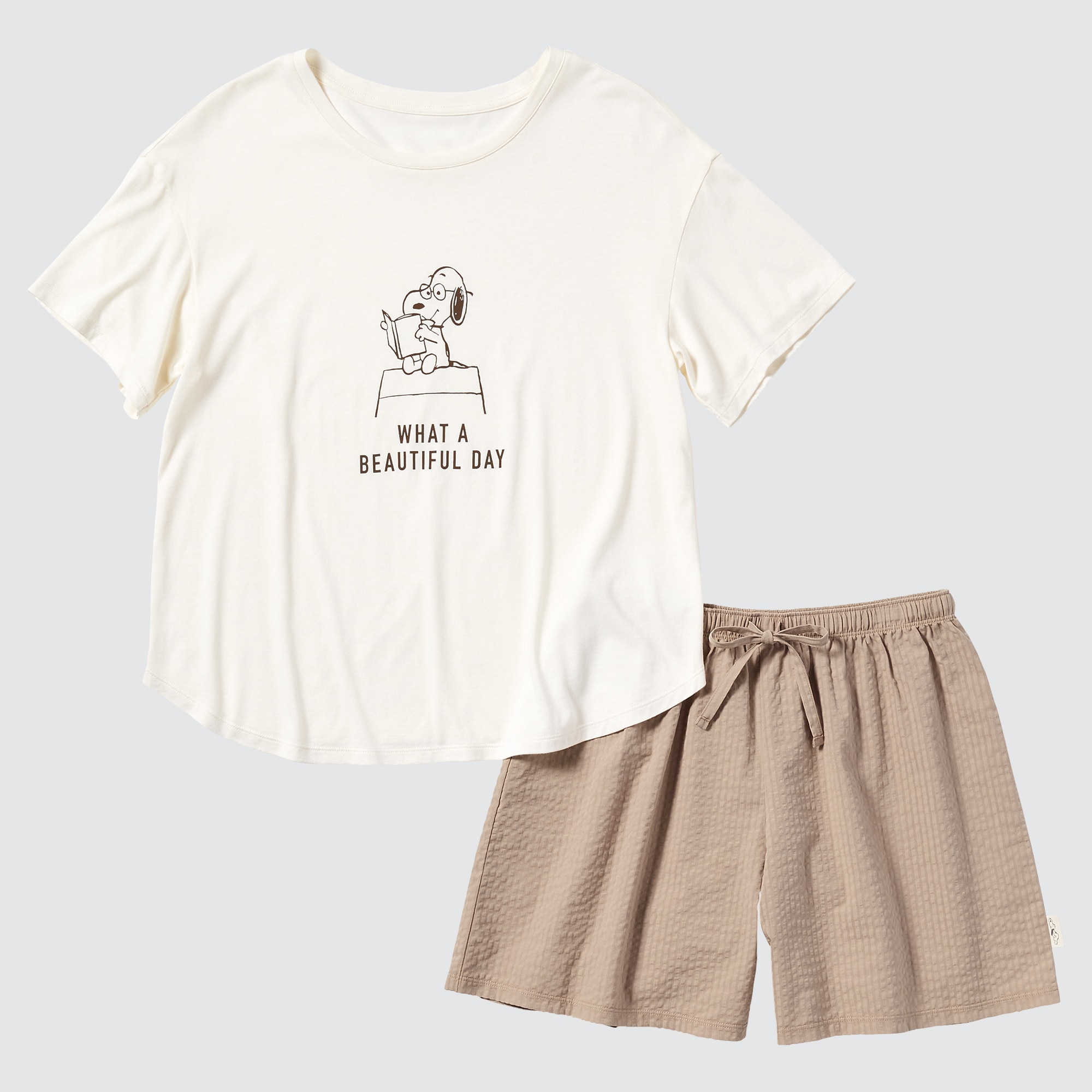 WOMEN S PEANUTS HOLIDAY LOUNGE SET SHORT SLEEVE UNIQLO SG