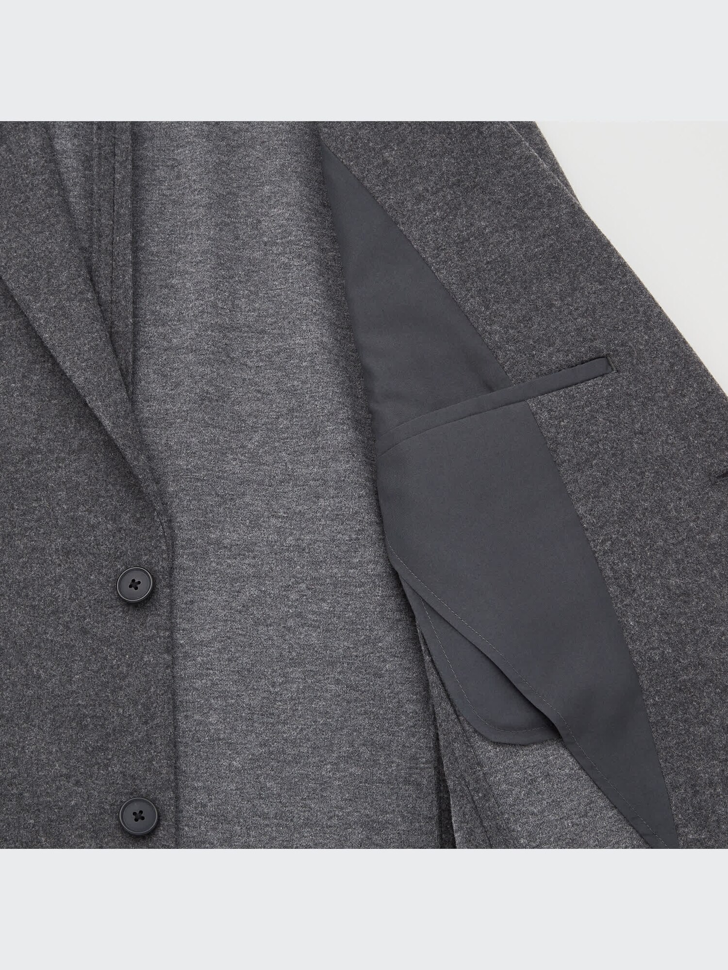 ウールライク　グレー　2cm ユニクロ 感動ジャケット（ウールライク・袖丈2cm短め 着丈1cm短め） チェック チドリ グレー