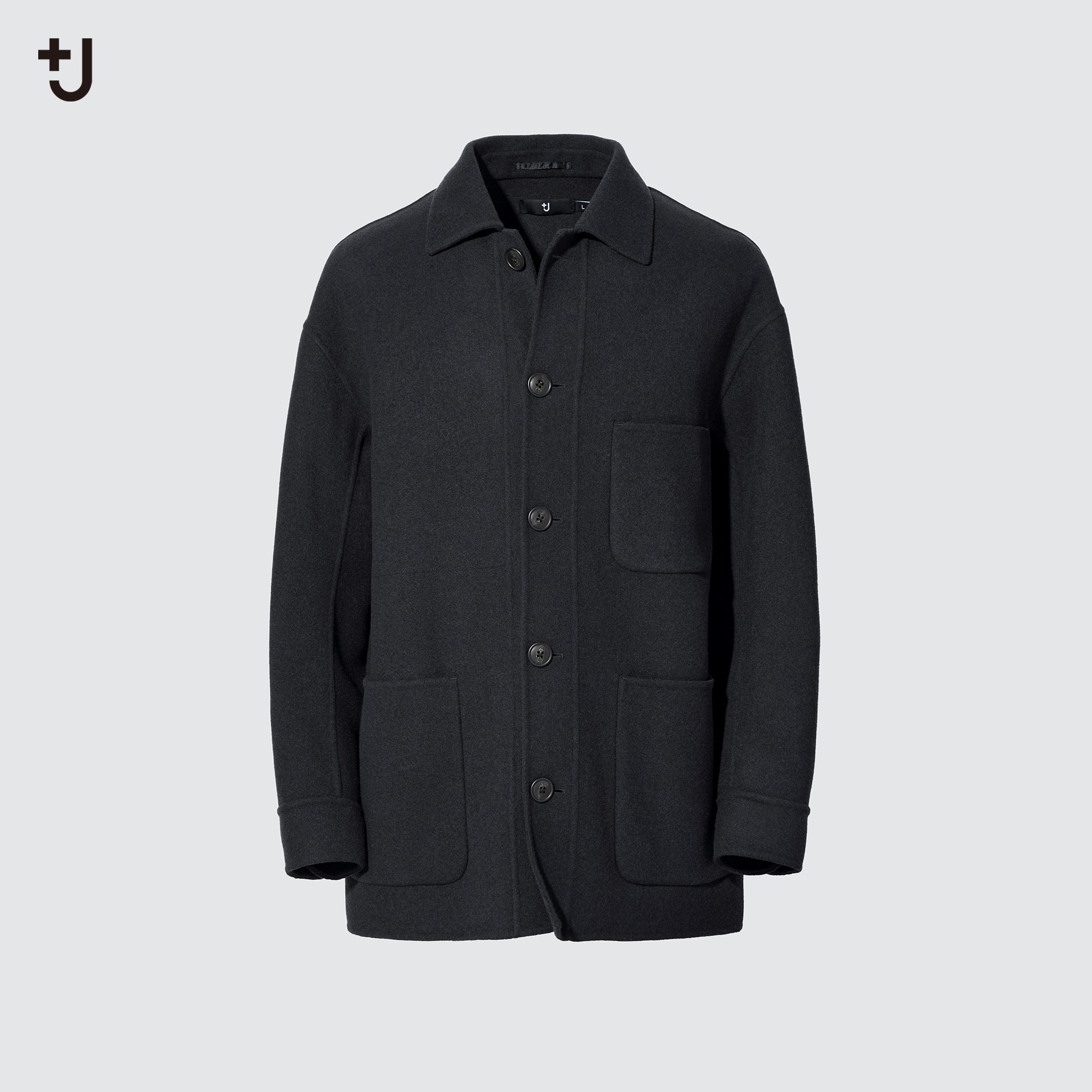UNIQLO +J ウールブレンドオーバーサイズシャツジャケット 黒コート色