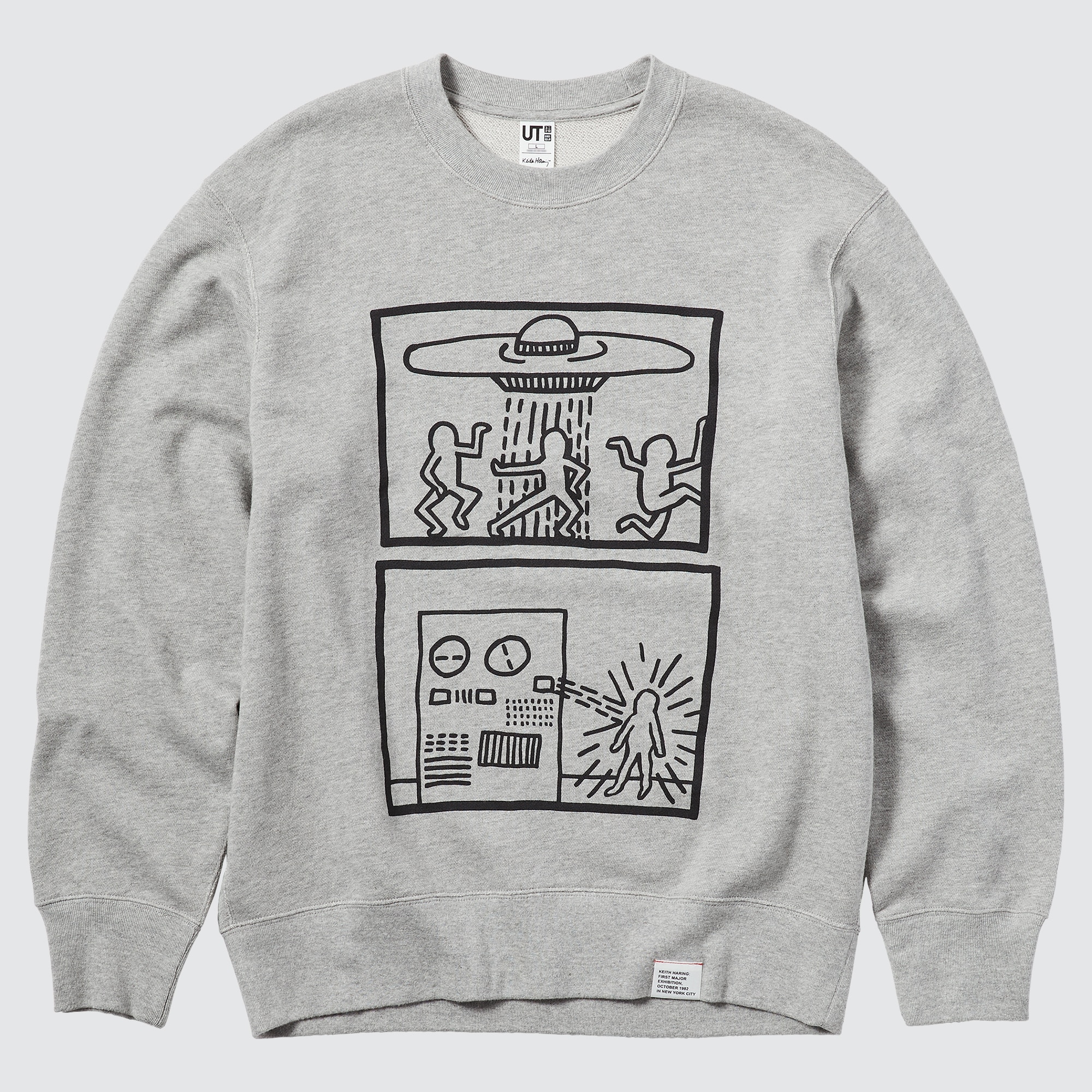 RARE KEITH HARING UNIQLO Black Pullover Sweatshirt US Size Large L Front  Stitch  eBay