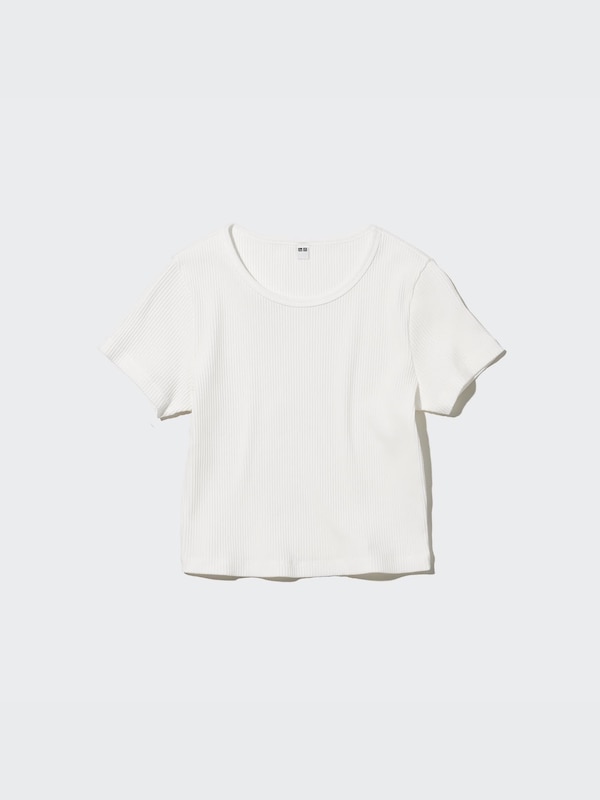 T-Shirt Crop Rib Lengan Pendek