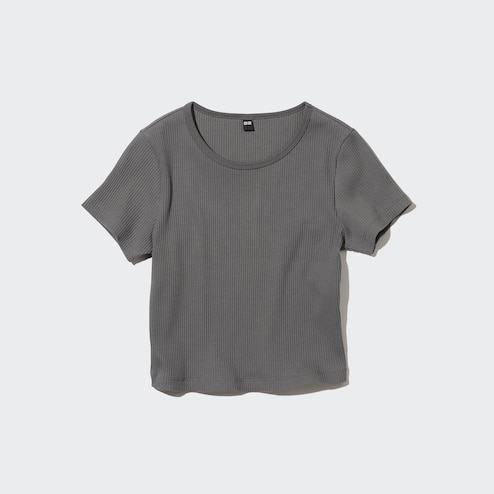 WOMEN'S RIBBED CROPPED SHORT SLEEVE T-SHIRT