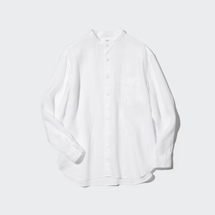 Men'S Premium Linen Stand Collar Long Sleeve Shirt | Uniqlo Ph