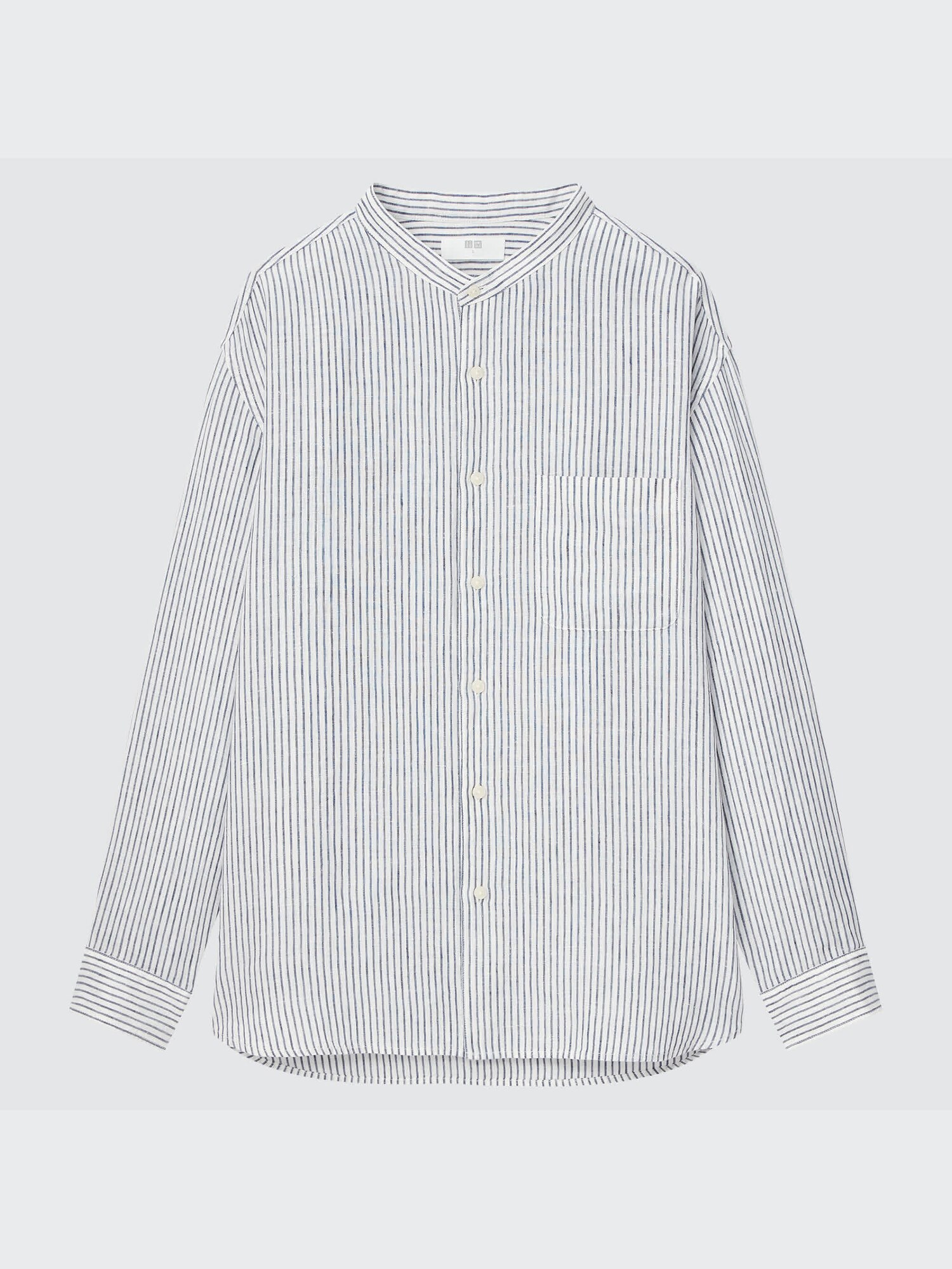 ユニクロ公式 | プレミアムリネンスタンドカラーストライプシャツ（長袖）