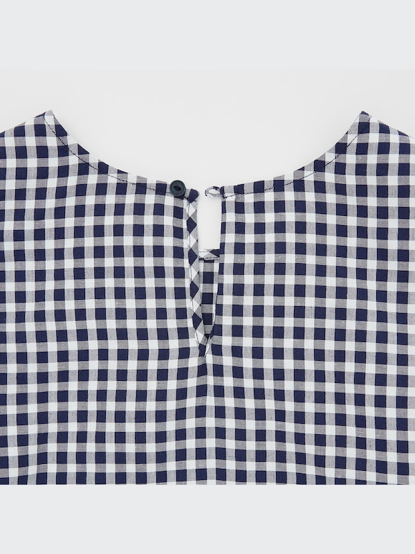 Linen Blend Checked Sleeveless Blouse