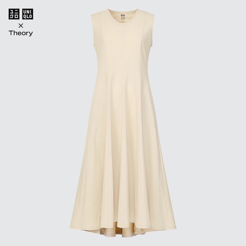 WOMEN'S THEORY ULTRA STRETCH SLEEVELESS FLARE DRESS | UNIQLO SG