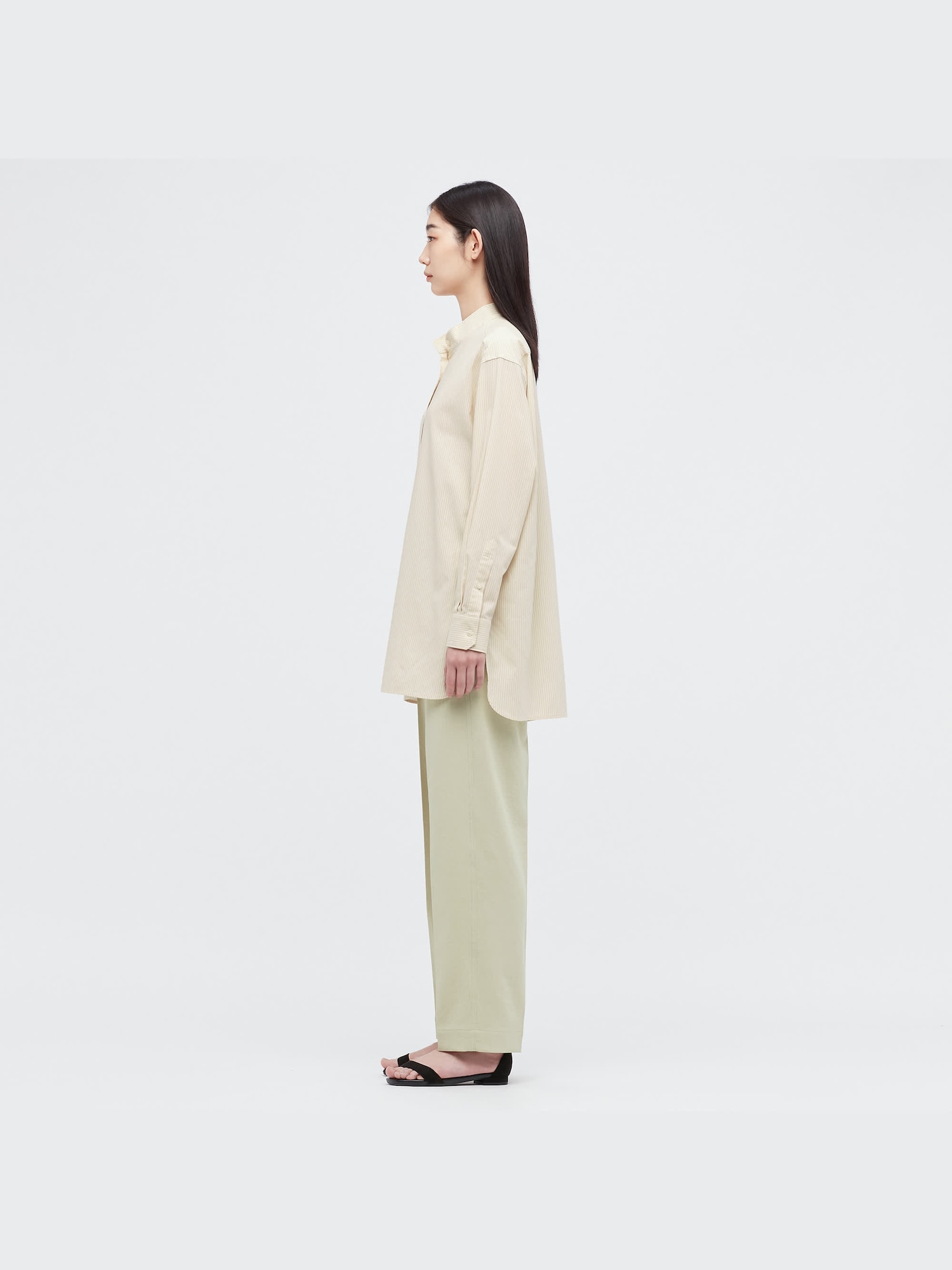 ユニクロ公式 | スタンドカラーロングシャツ（長袖）