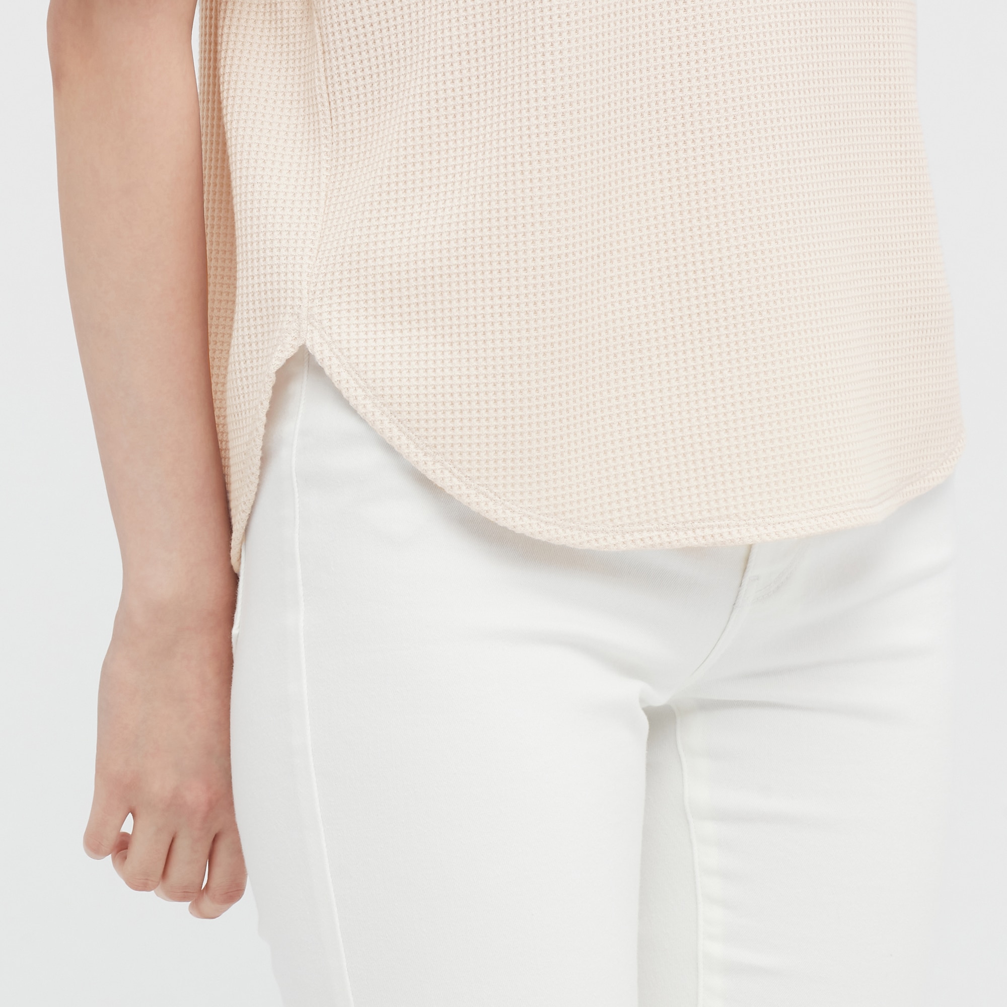 WOMEN'S WAFFLE CREW NECK SHORT SLEEVE T 
