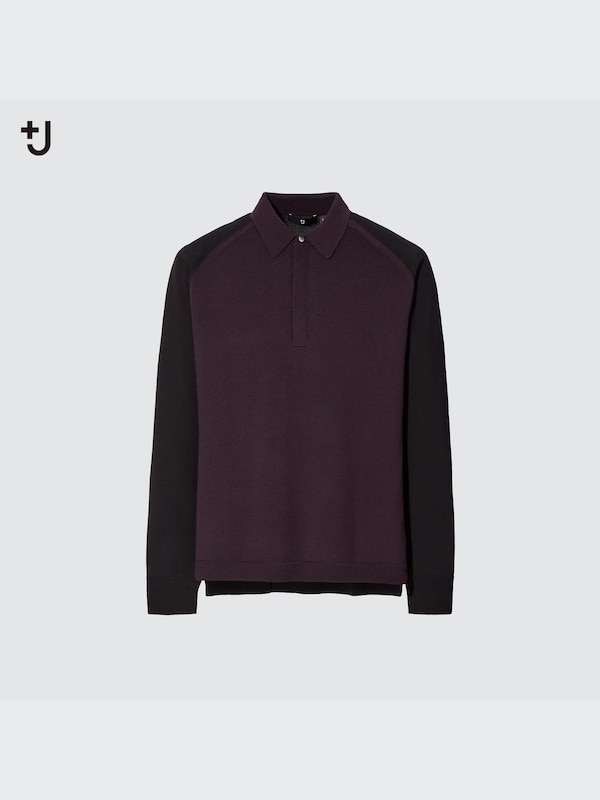 +J Kaos Polo Rajut Merino Blend Lengan Panjang