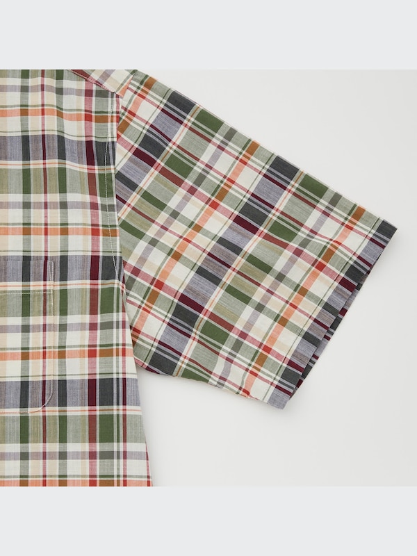 マドラスチェックプルオーバーシャツ（半袖）