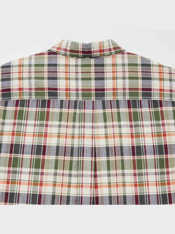 マドラスチェックプルオーバーシャツ（半袖）