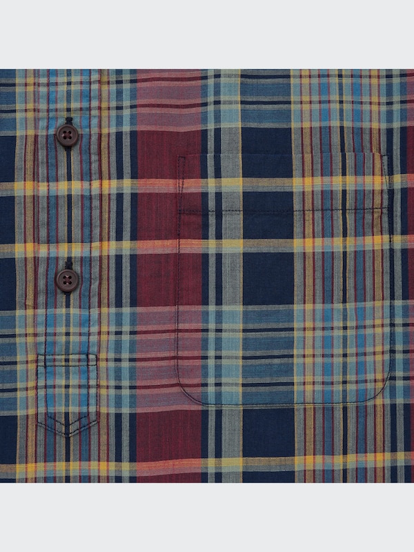 マドラスチェックプルオーバーシャツ（半袖）