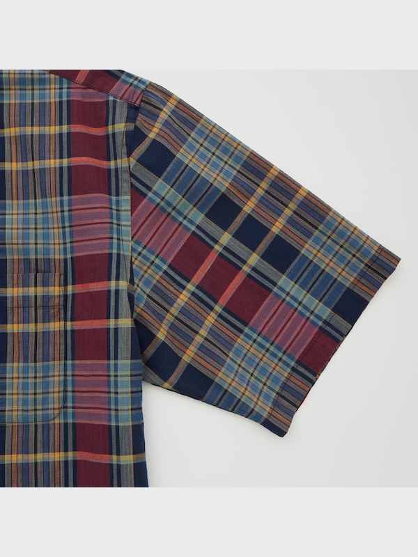 マドラスチェックプルオーバーシャツ（半袖）