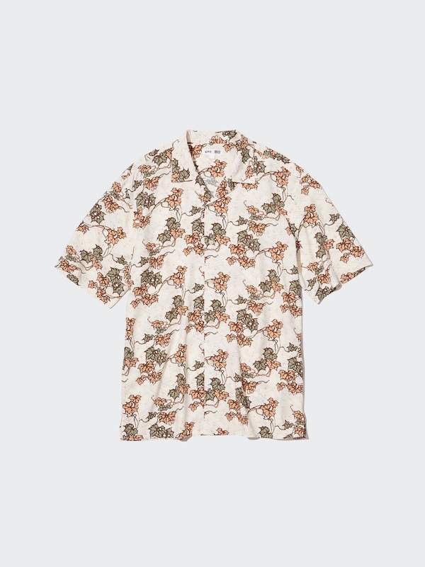 Unsodo Printed Open Collar Shirt