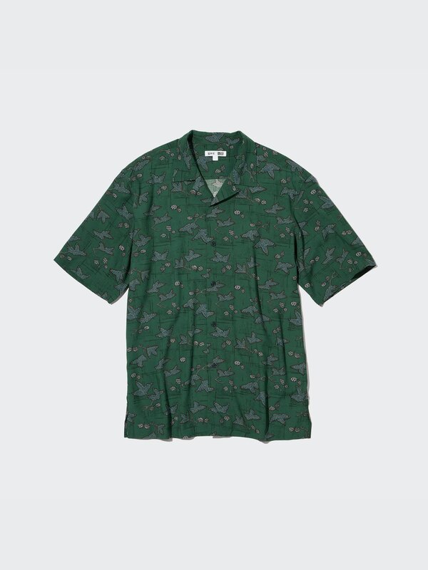 Unsodo Printed Open Collar Shirt