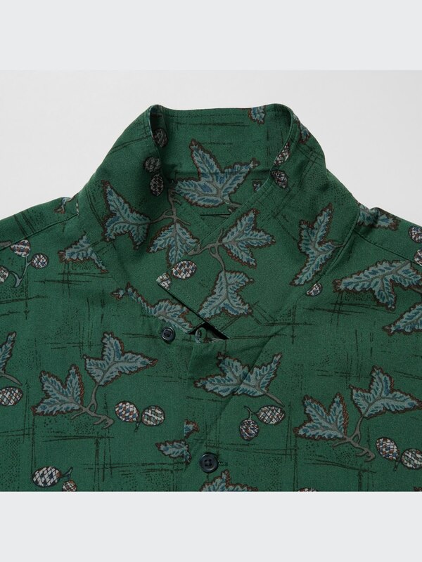 Unsodo Printed Open Collar Shirt