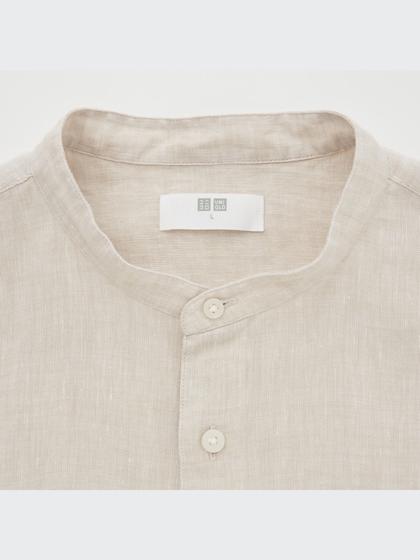 Premium Linen Stand Collar Long Sleeve Shirt