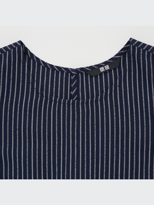 Linen Cotton Striped Sleeveless Blouse