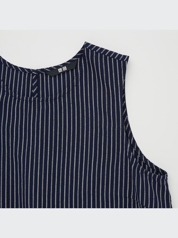 Linen Cotton Striped Sleeveless Blouse