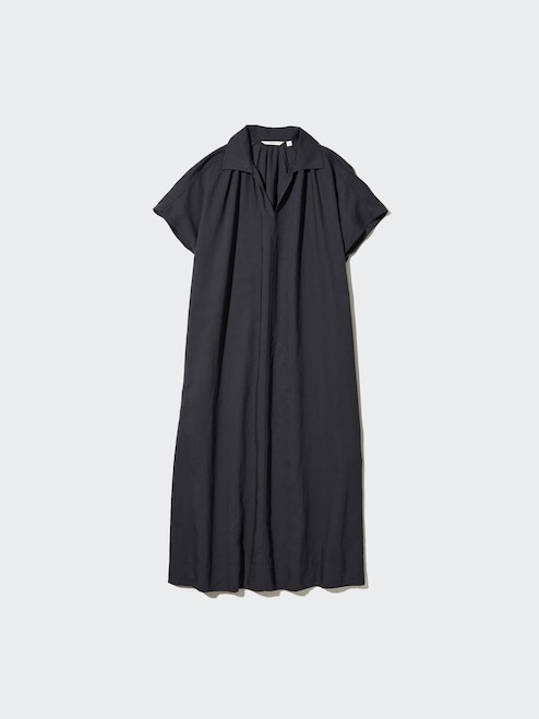 WOMEN'S LINEN BLEND SHORT SLEEVE KAFTAN DRESS | UNIQLO SG