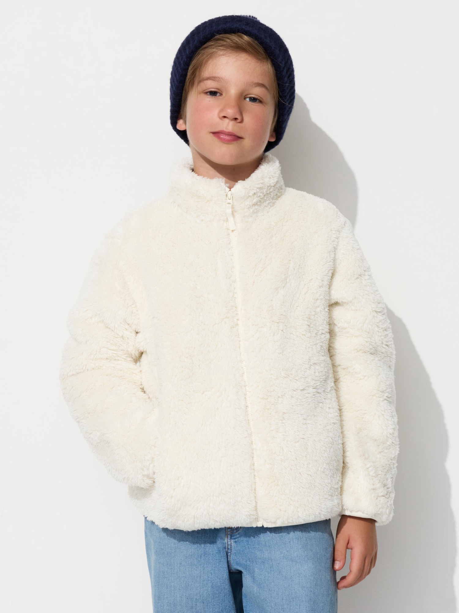 KIDS FLUFFY YARN FLEECE FULL ZIP LONG SLEEVE JACKET UNIQLO SG