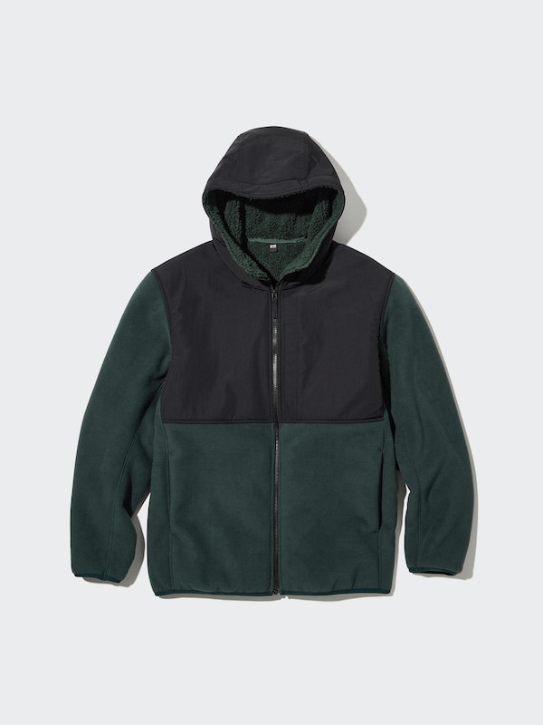 Jaket Parka Fleece Windproof Blok Warna
