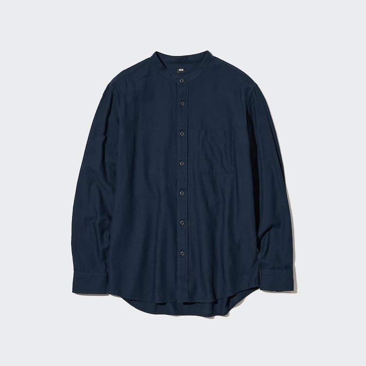 soft twill stand collar long sleeve shirt