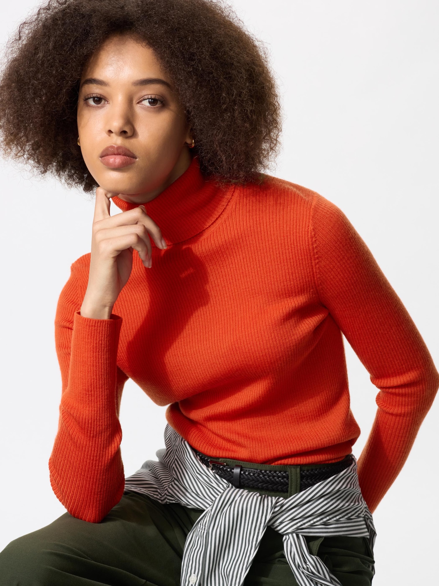 【UNIQLO】新品未使用カシミヤ100％ボーダータートルネックセーターМサイズ ユニクロ公式 | カシミヤボーダーモックネックセーター
